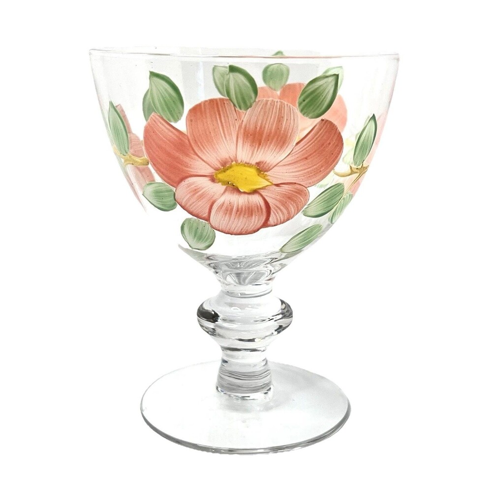 Franciscan Desert Rose Vintage Hand Painted Glass Goblet Pink Floral 5"